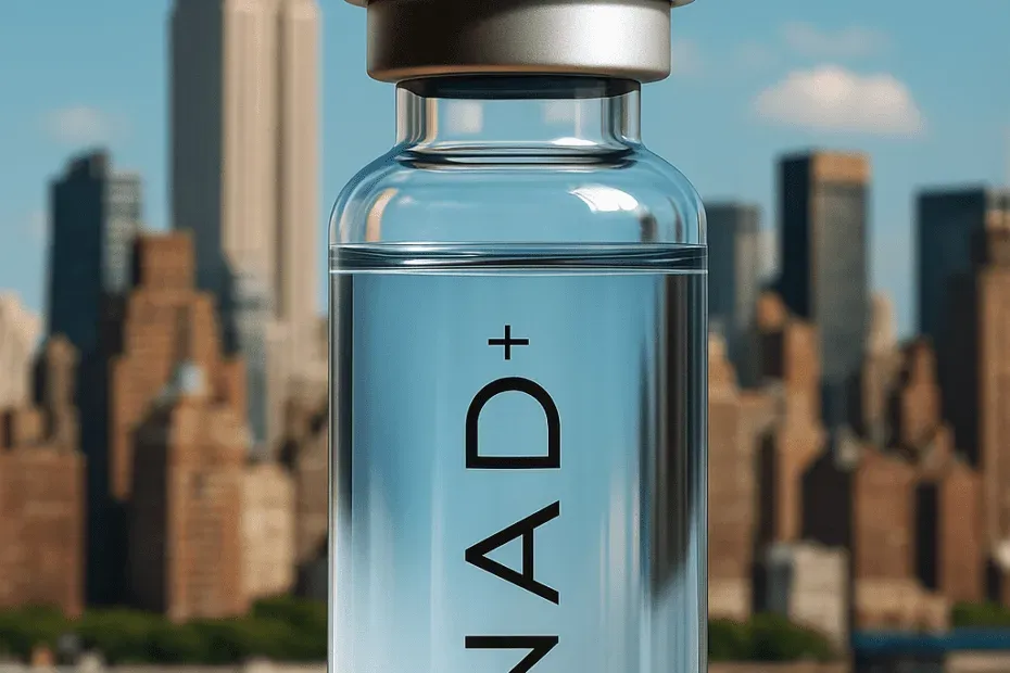 Image of a NAD+ injection vial from Enovone.