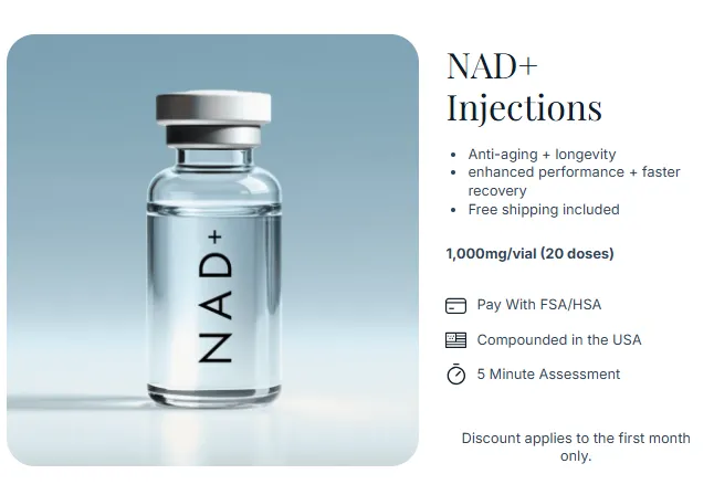 A clean, modern vial of a therapeutic NAD+ injection, which Enovone personalizes to ensure optimal results for every client.