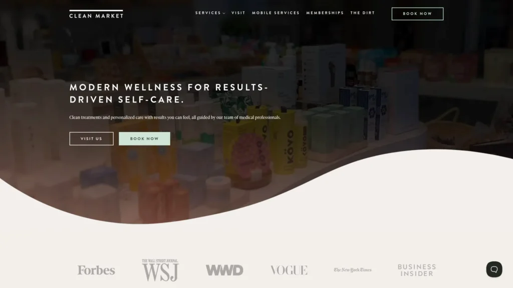 Screenshot from CleanMarket home page.