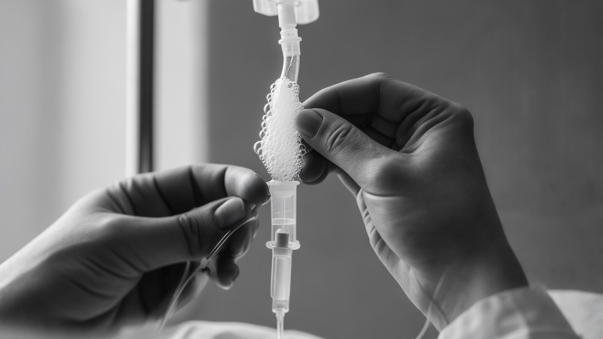 how much air in an iv line is safe