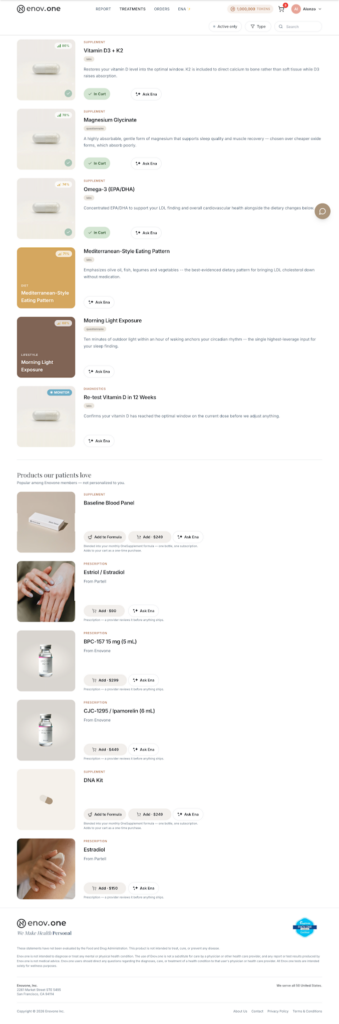 Adding recommendations to your cart and checking out — Enovone patient app screenshot 5
